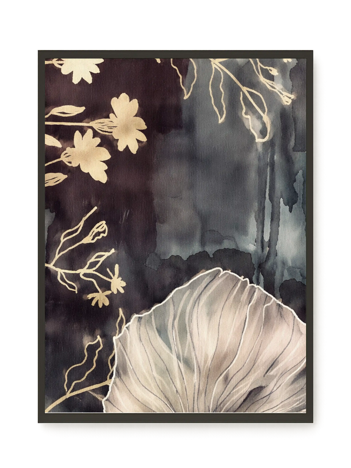 Dark floral composition with fine details Canvas Wall Art