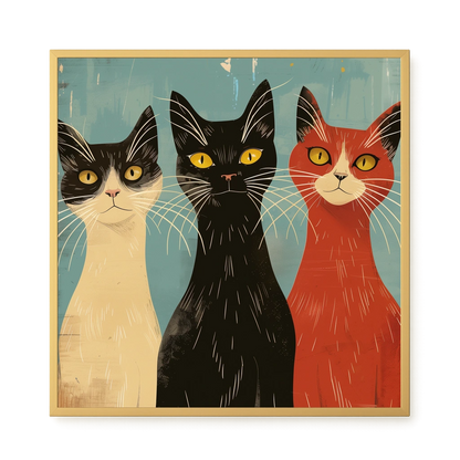 Three Cats Canvas Wall Art