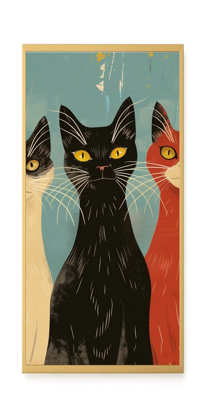 Three Cats Canvas Wall Art