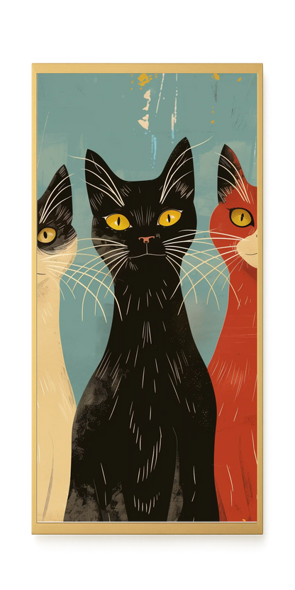 Three Cats Canvas Wall Art
