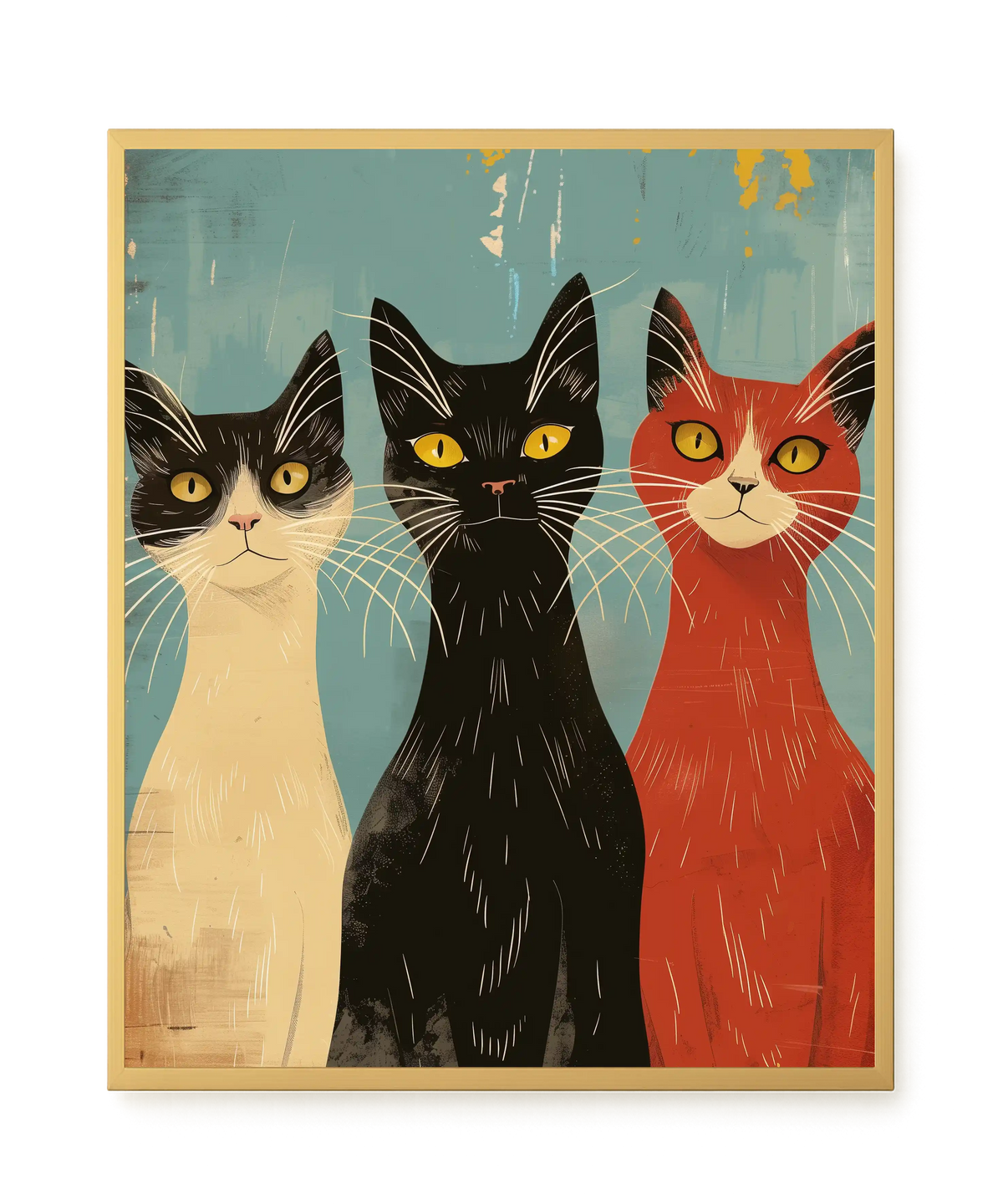 Three Cats Canvas Wall Art