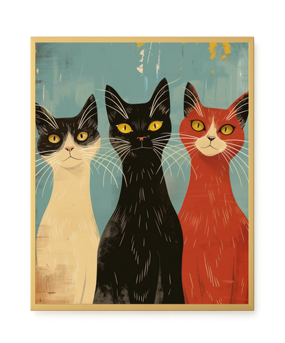 Three Cats Canvas Wall Art