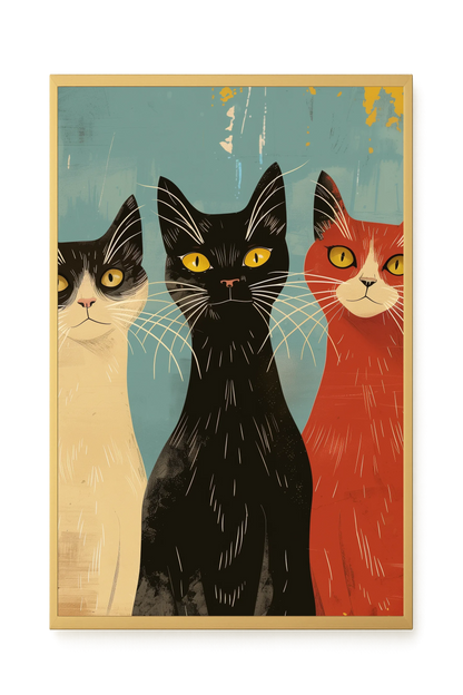 Three Cats Canvas Wall Art