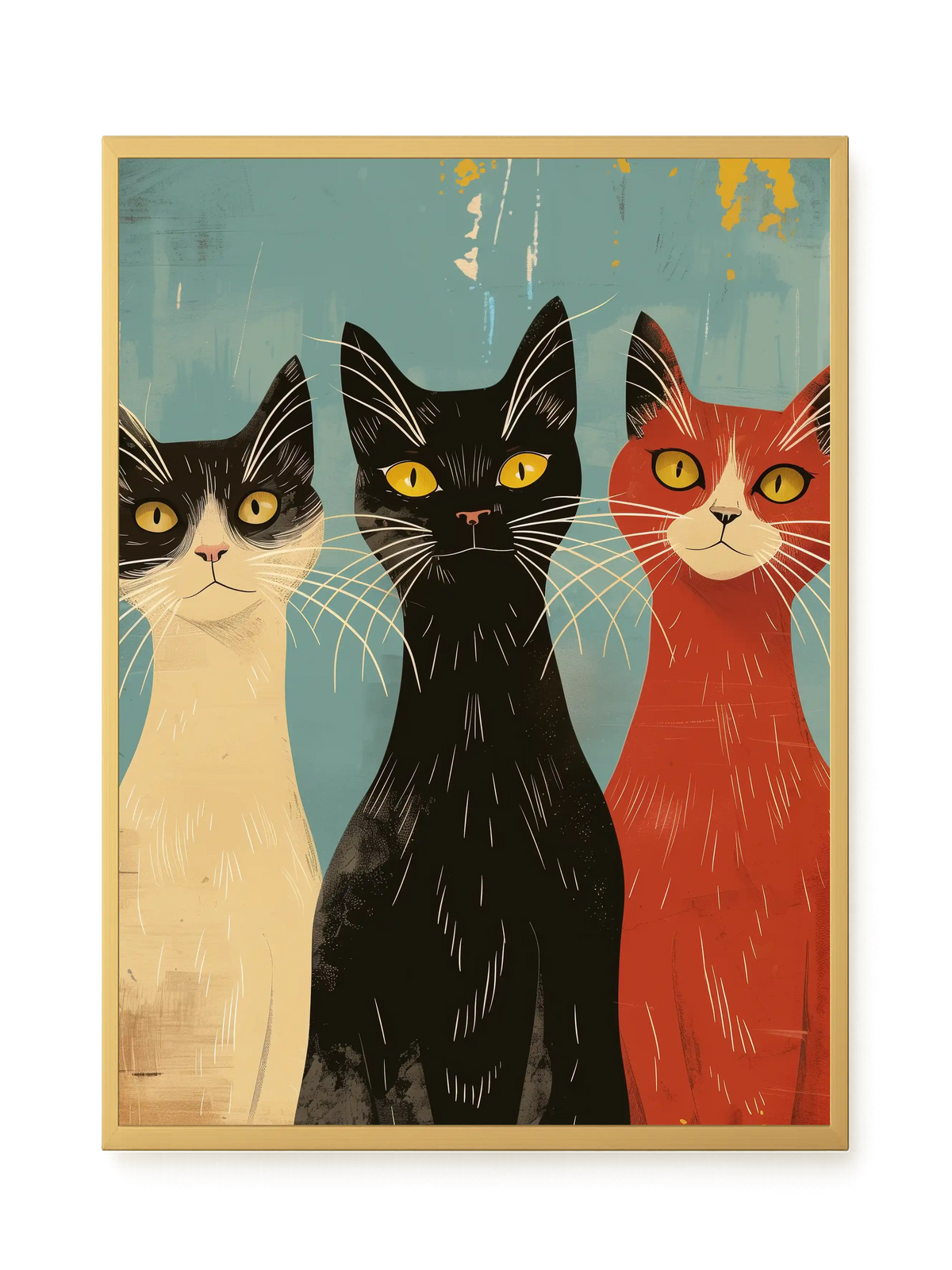 Three Cats Canvas Wall Art