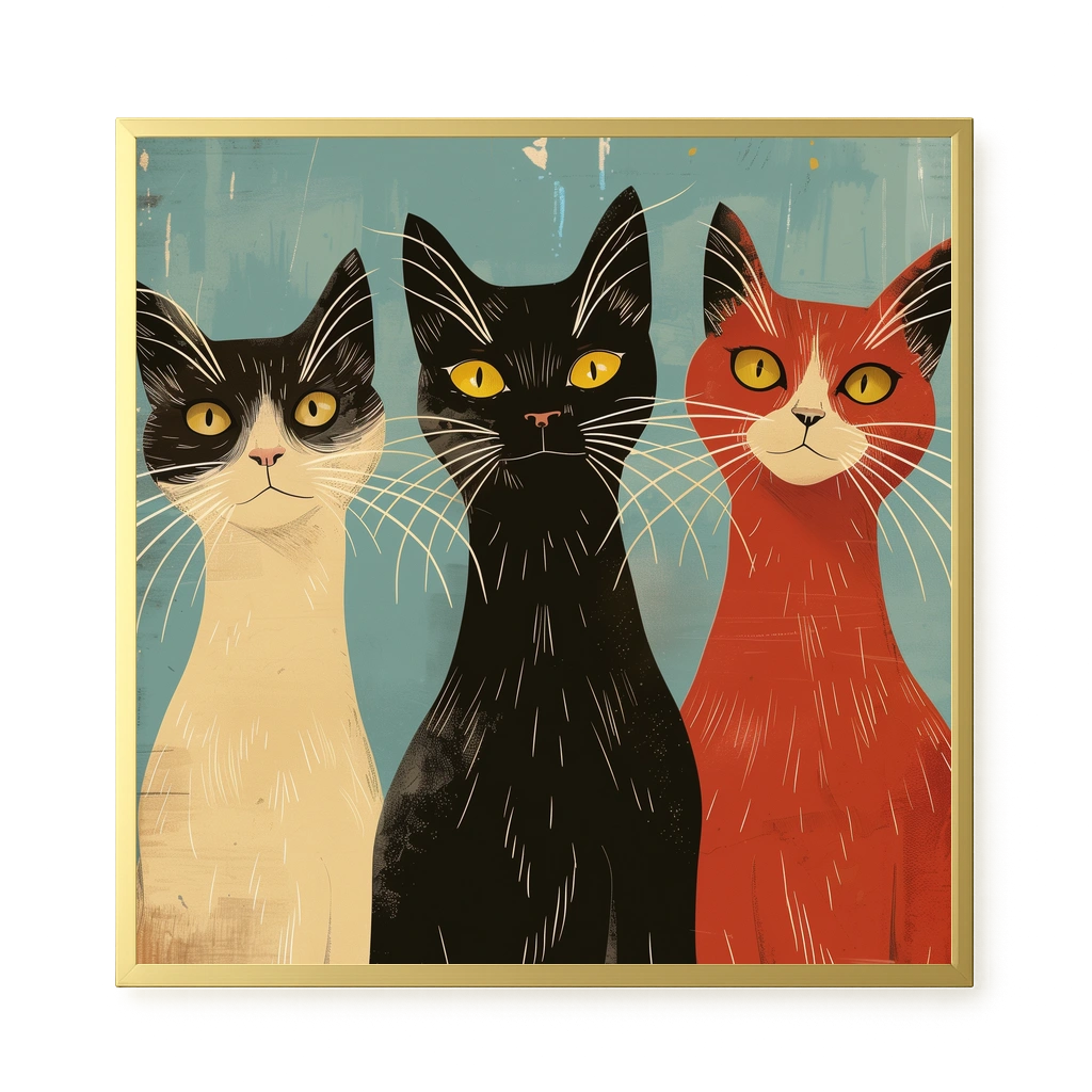 Three Cats Canvas Wall Art
