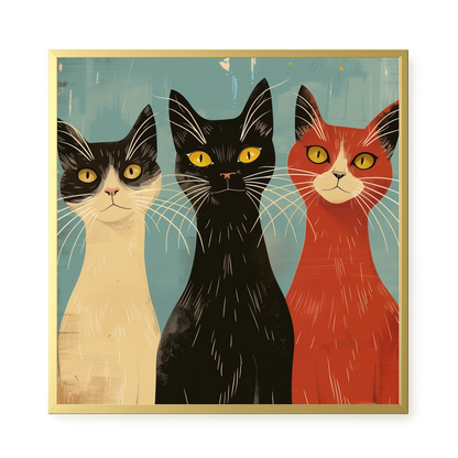 Three Cats Canvas Wall Art