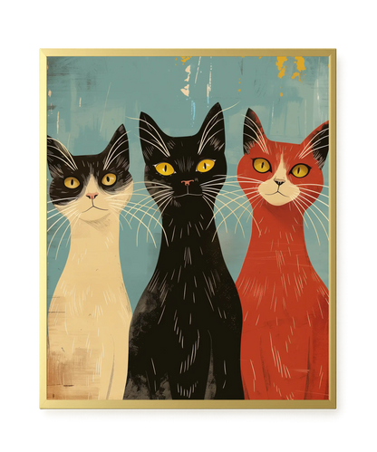 Three Cats Canvas Wall Art