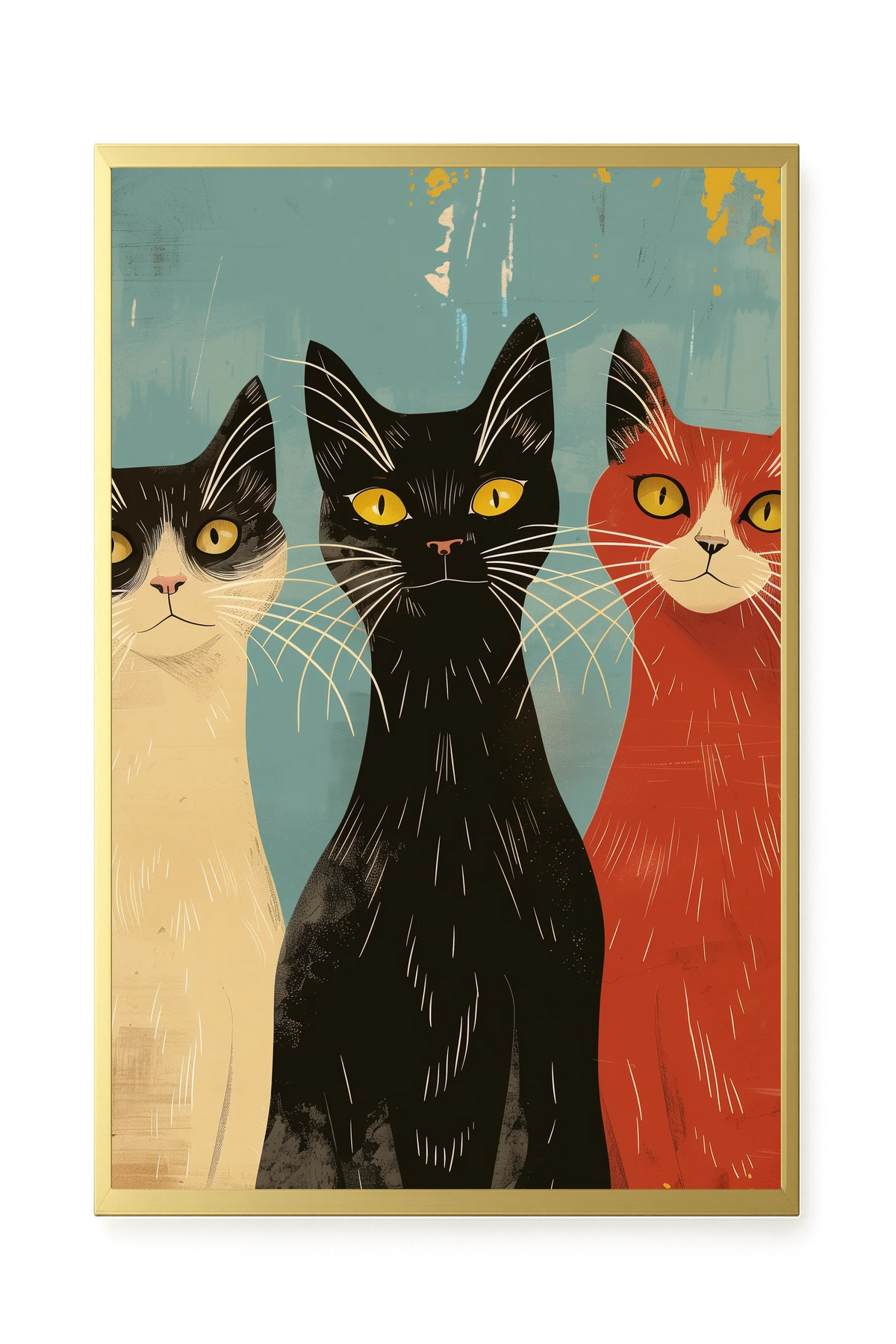 Three Cats Canvas Wall Art