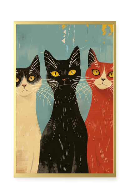 Three Cats Canvas Wall Art