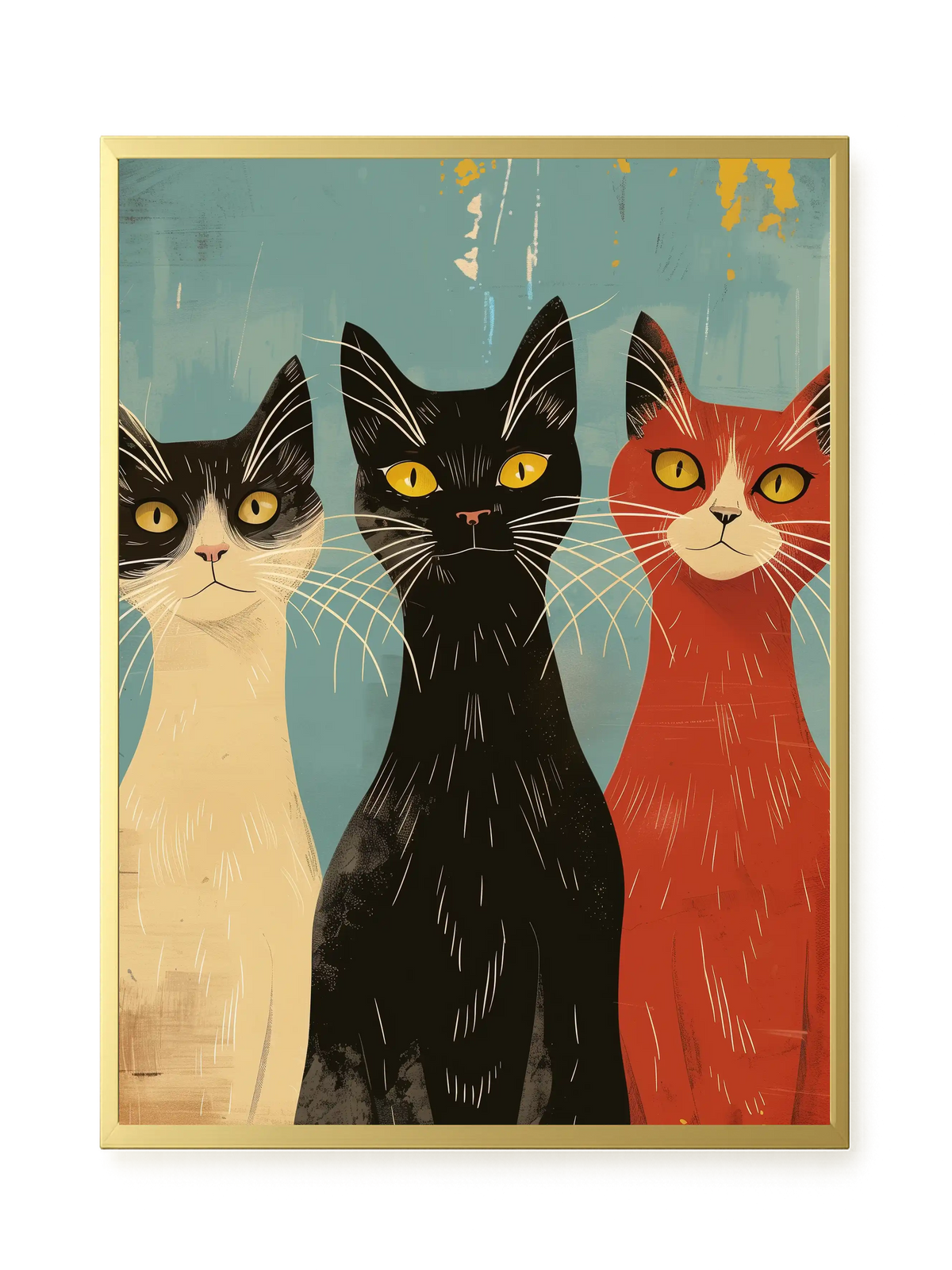 Three Cats Canvas Wall Art