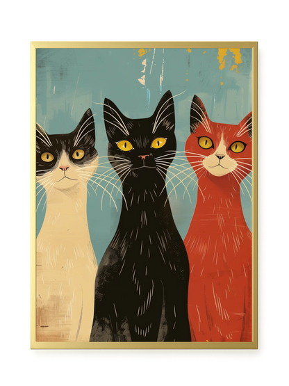 Three Cats Canvas Wall Art