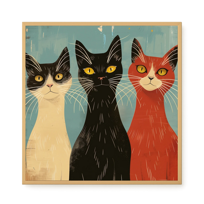 Three Cats Canvas Wall Art