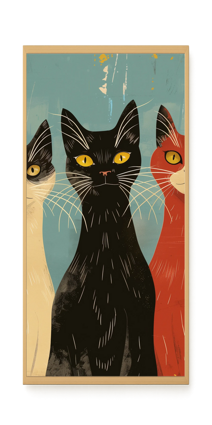 Three Cats Canvas Wall Art
