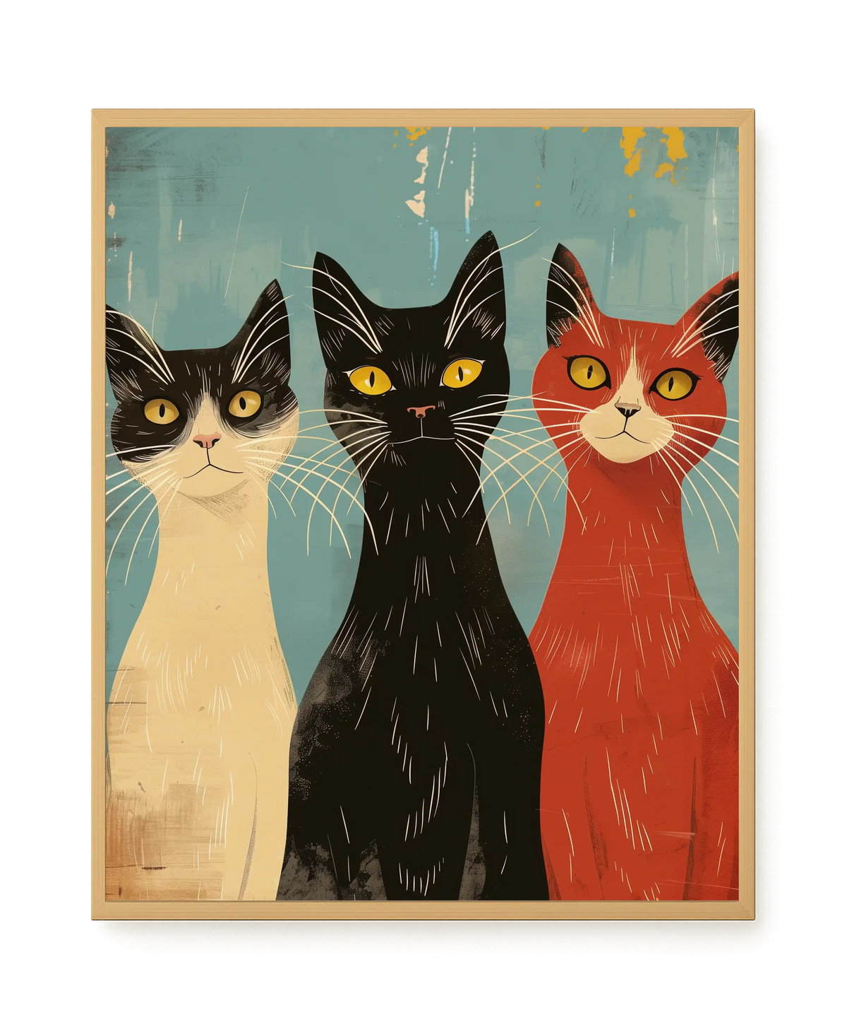 Three Cats Canvas Wall Art
