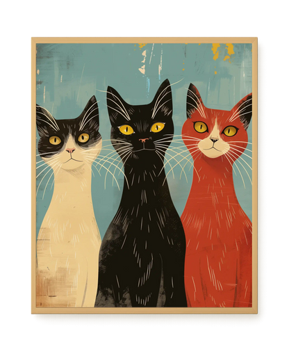 Three Cats Canvas Wall Art