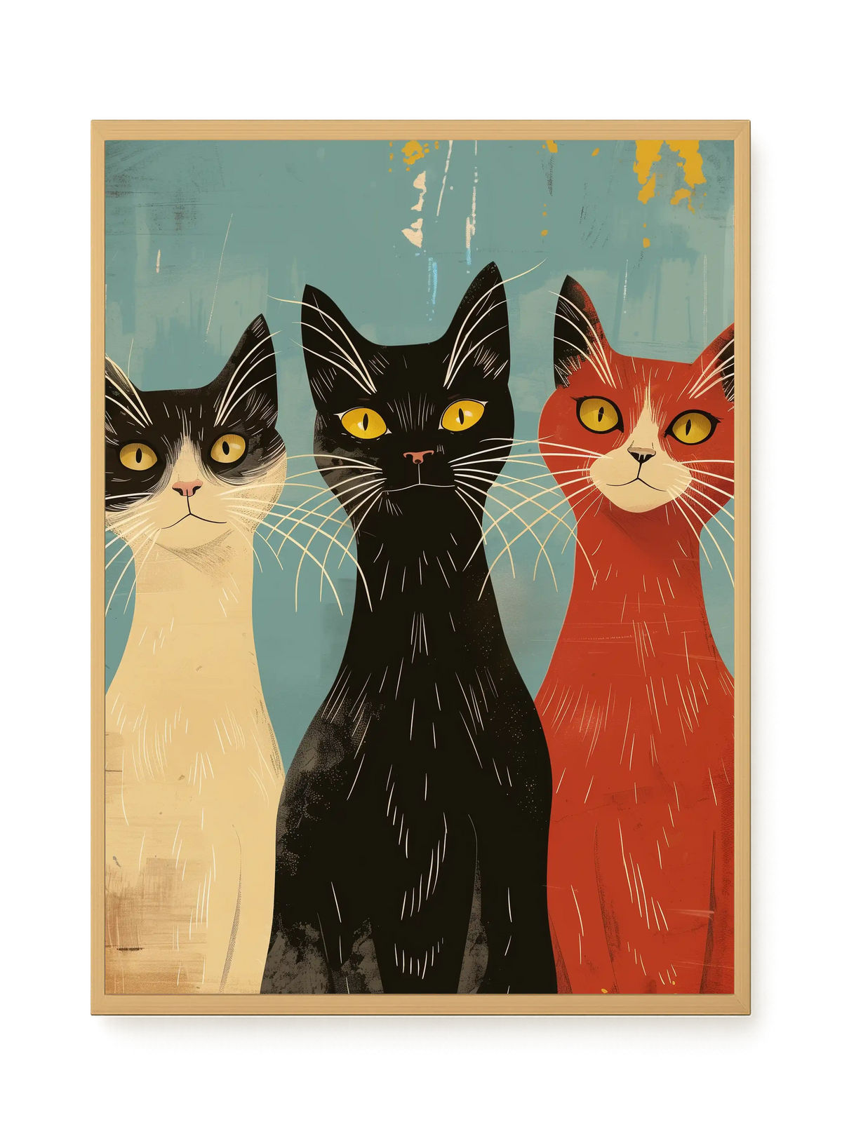 Three Cats Canvas Wall Art