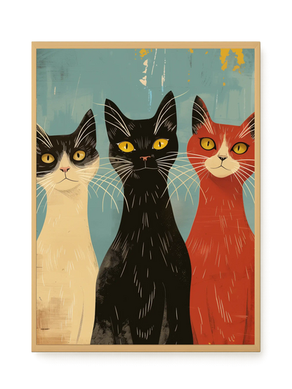 Three Cats Canvas Wall Art