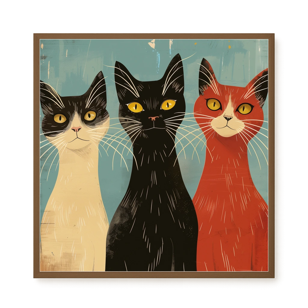 Three Cats Canvas Wall Art
