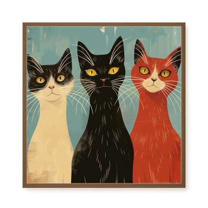 Three Cats Canvas Wall Art