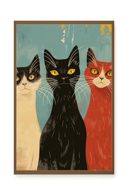 Three Cats Canvas Wall Art