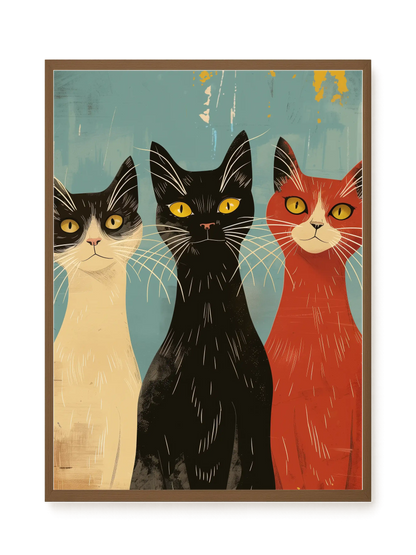 Three Cats Canvas Wall Art
