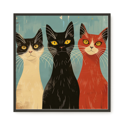 Three Cats Canvas Wall Art