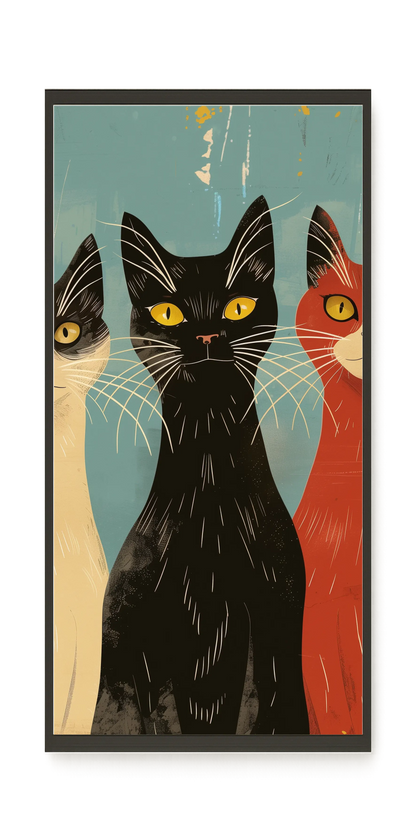 Three Cats Canvas Wall Art