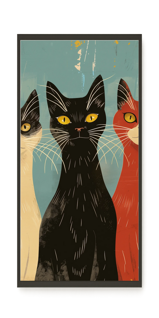 Three Cats Canvas Wall Art