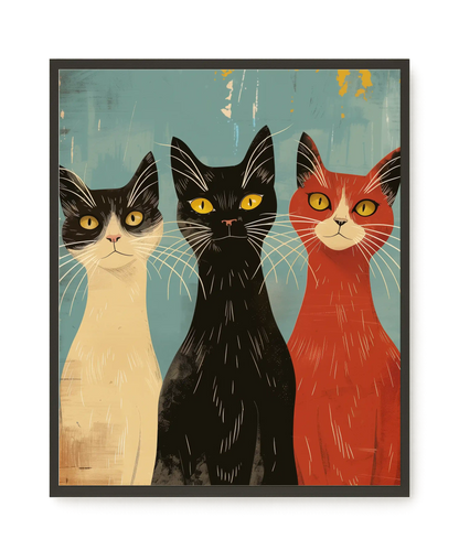 Three Cats Canvas Wall Art