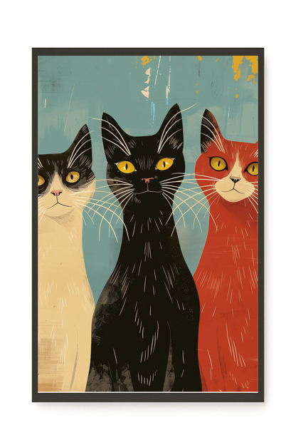 Three Cats Canvas Wall Art