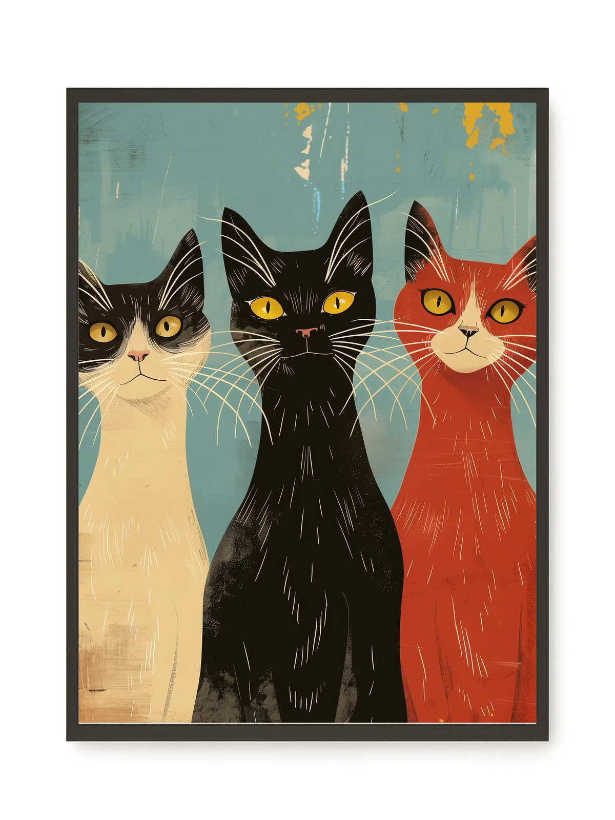 Three Cats Canvas Wall Art
