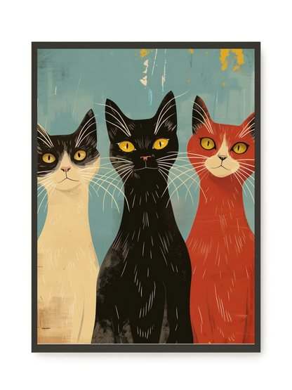 Three Cats Canvas Wall Art