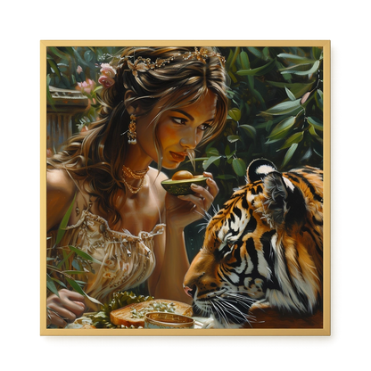 Tea with Tiger Canvas Wall Art