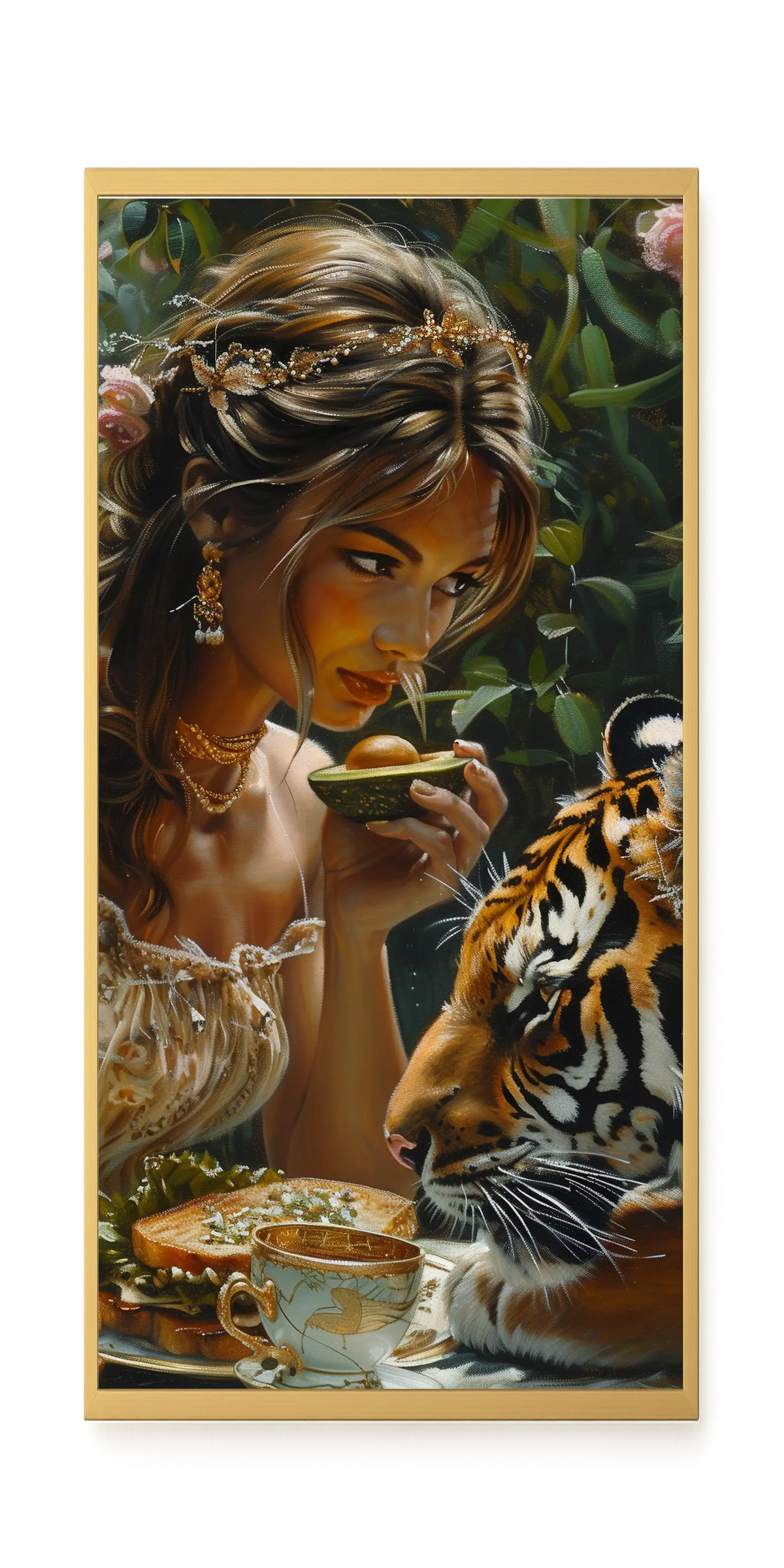 Tea with Tiger Canvas Wall Art