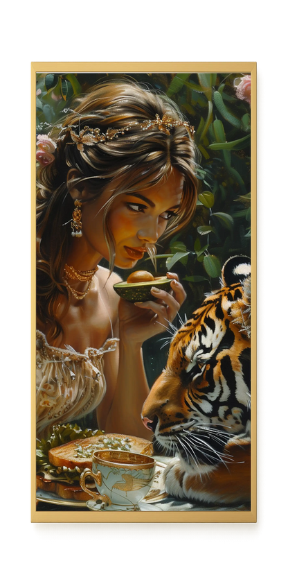 Tea with Tiger Canvas Wall Art