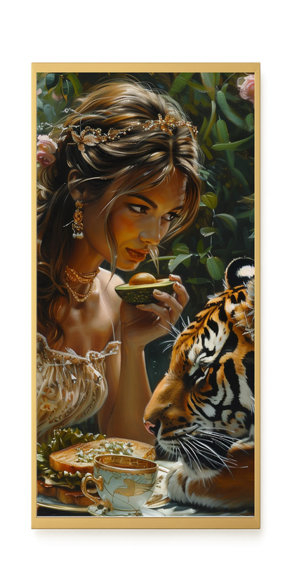 Tea with Tiger Canvas Wall Art
