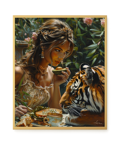 Tea with Tiger Canvas Wall Art