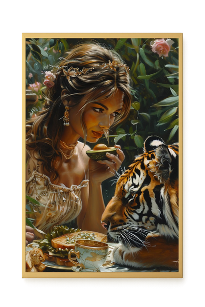 Tea with Tiger Canvas Wall Art