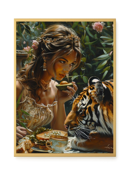 Tea with Tiger Canvas Wall Art