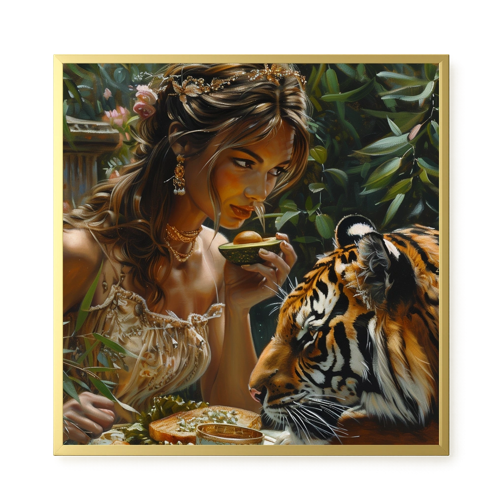 Tea with Tiger Canvas Wall Art