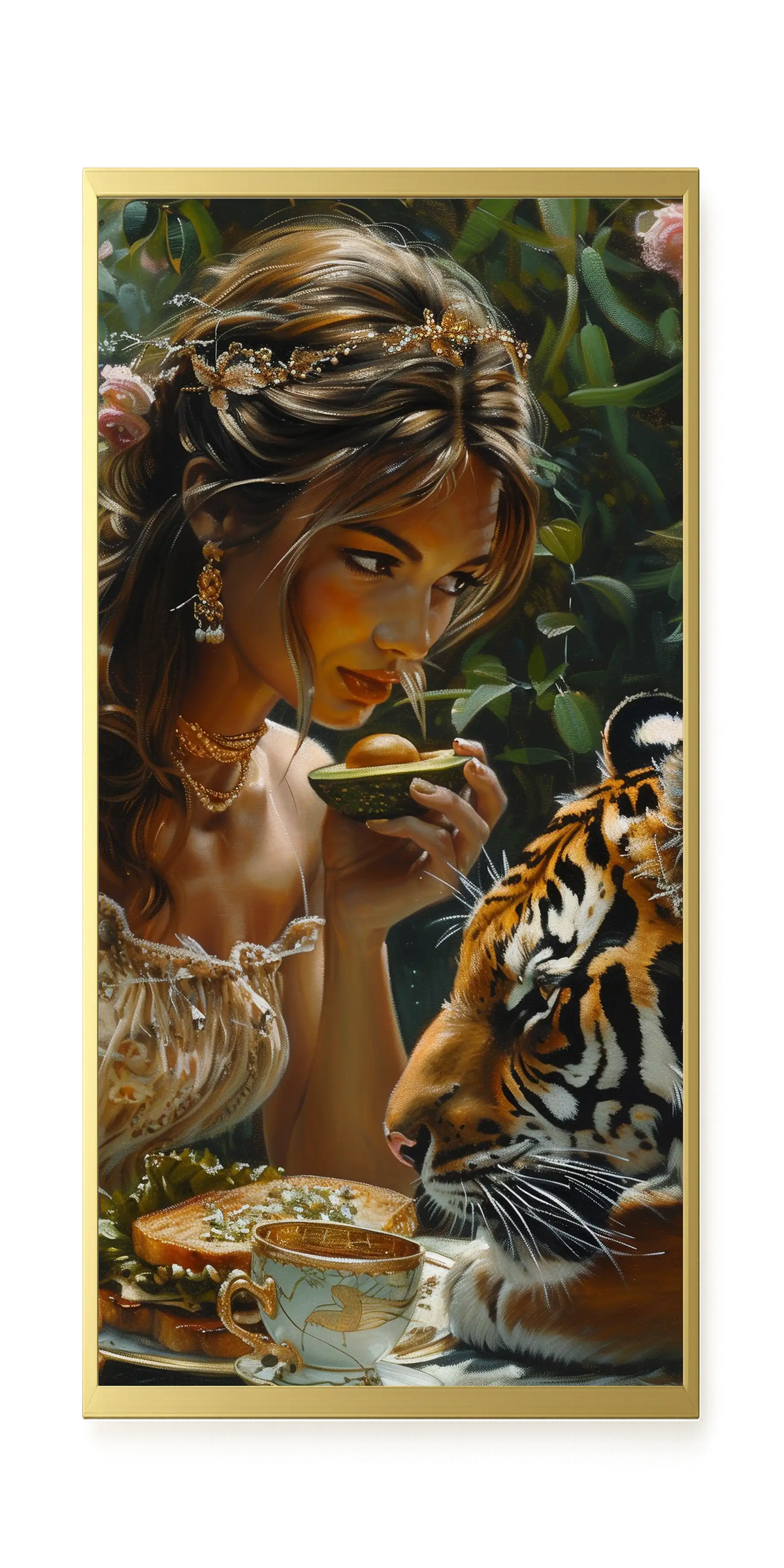 Tea with Tiger Canvas Wall Art