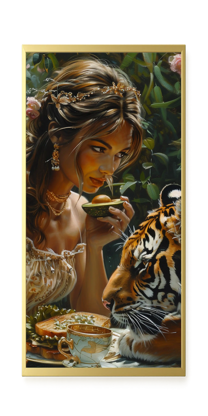 Tea with Tiger Canvas Wall Art
