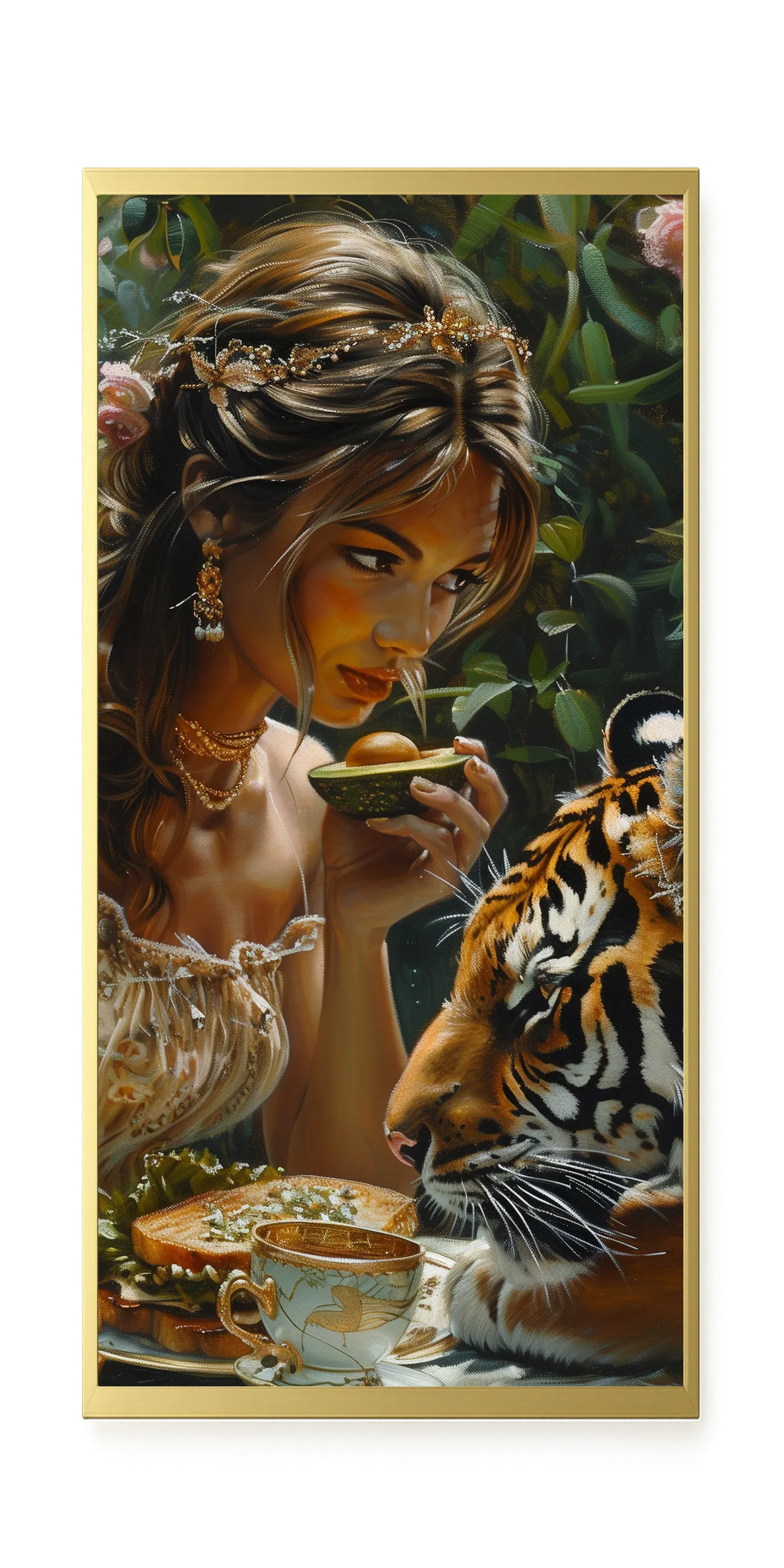Tea with Tiger Canvas Wall Art