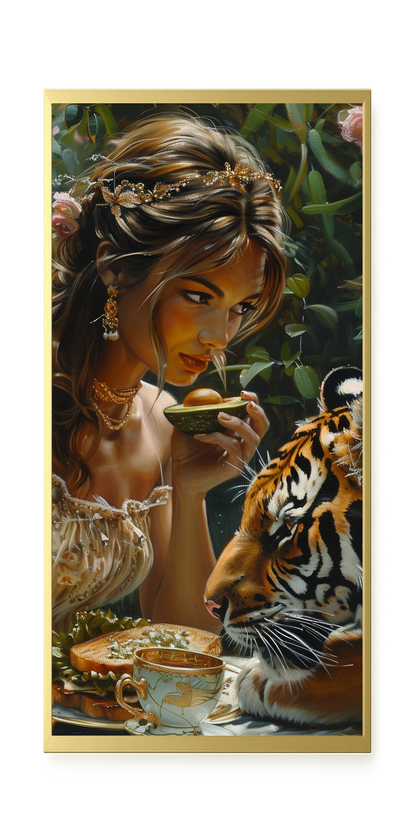 Tea with Tiger Canvas Wall Art