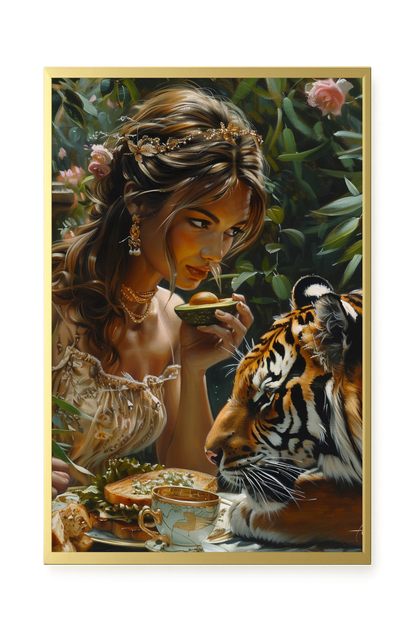 Tea with Tiger Canvas Wall Art