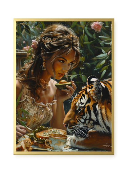 Tea with Tiger Canvas Wall Art