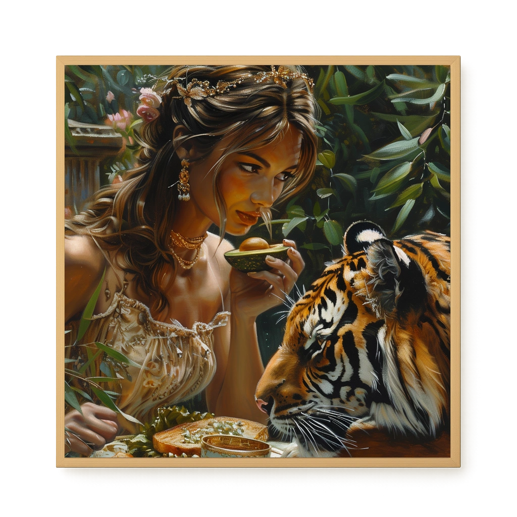 Tea with Tiger Canvas Wall Art