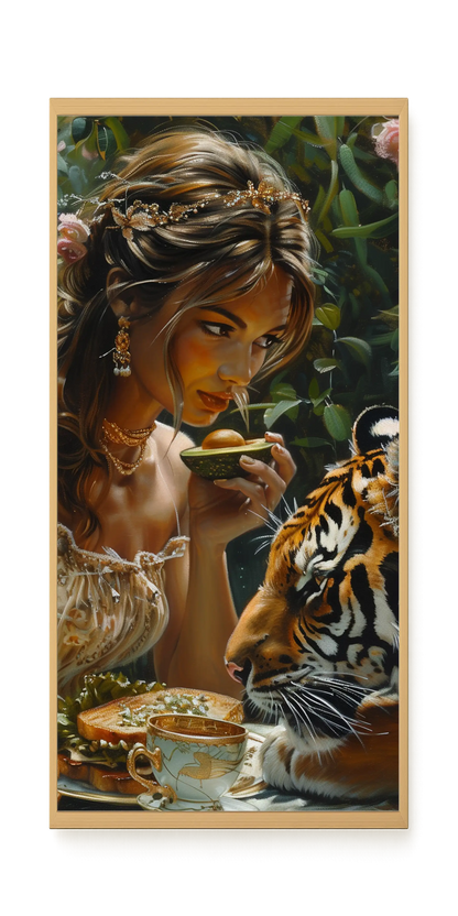 Tea with Tiger Canvas Wall Art