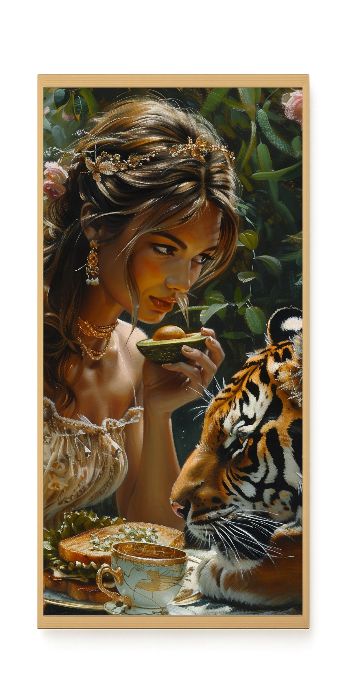Tea with Tiger Canvas Wall Art