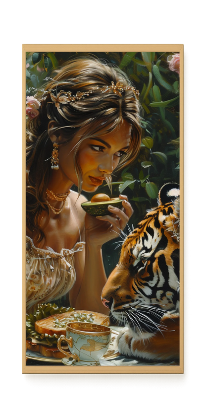 Tea with Tiger Canvas Wall Art